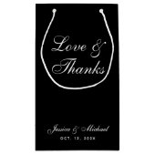 結婚のシンプル黒い恋と書感謝してい道 スモールペーパーバッグ (裏面)