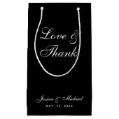 結婚のシンプル黒い恋と書感謝してい道 スモールペーパーバッグ (正面)