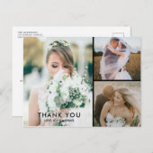 結婚のシンプル3 Photo Collage Thank Youポストカード ポストカード (正面/裏面)
