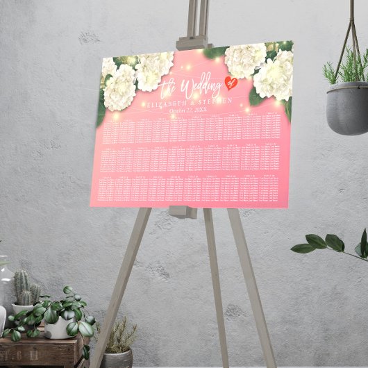 結婚のシーティンググラフシックあじさい座り文字灯 ポスター