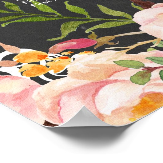 結婚のシーティングチャートヴィンテージフローラChalkboard ポスター (角)