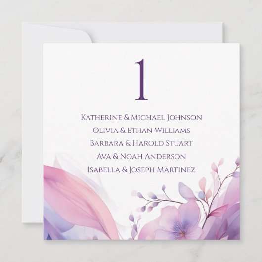 結婚のシーティングチャート – 水彩さくらんぼの花 招待状 (正面)