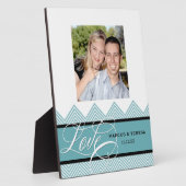 結婚のシ婚約したック・シェブロンモダン パーソナライズされた フォトプラーク (側面)