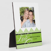 結婚のシ婚約したック・シェブロンモダン パーソナライズされた フォトプラーク (側面)