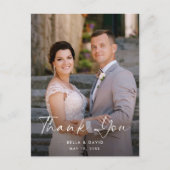 結婚のスクリプエレガントト写真ありがとうポストカード ポストカード (正面)