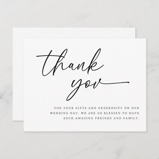 結婚のスクリプトサンキューカード感謝していがメッセージ ポストカード (正面/裏面)