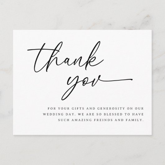 結婚のスクリプトサンキューカード感謝していがメッセージ ポストカード (正面)