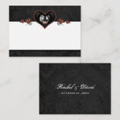 結婚のスケルトン黒グレーハート空白の座席表 プレイスカード (正面/裏面)