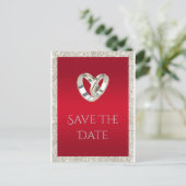 結婚のスタイリッシュリングや輪、Ruby Redとグリッター結婚の 案内ポストカード (スタンド正面)