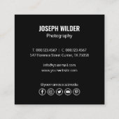 結婚のスタイリッシュ写真家の写真QRコードブラック スクエア名刺 (裏面)