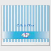 結婚のストライプアクア ラッピングペーパー (フラット)