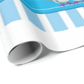 結婚のストライプアクア ラッピングペーパー (ロールコーナー)