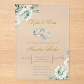 結婚のスペインの環結婚は アクリル招待状 (正面)