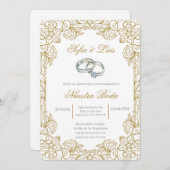 結婚のスペインの環結婚は 招待状 (正面/裏面)