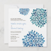 結婚のセルリアンブルーフラワー開花招待状 招待状 (正面)