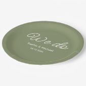 結婚のセージ・グリーン・ホワイト ペーパープレート (アングル)