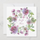 結婚のソフトパープルフローラ 招待状 (正面)