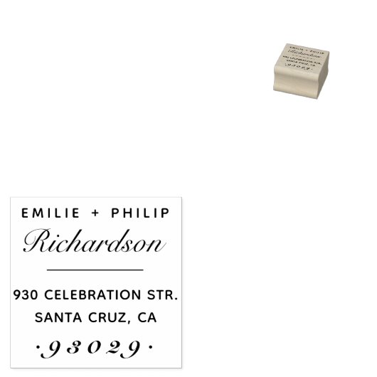 結婚のタイポグラフィスクリプト名差出人住所 ラバースタンプ (押印)