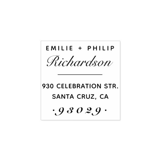 結婚のタイポグラフィスクリプト名差出人住所 ラバースタンプ (インプリント)