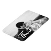 結婚のタイポグラフィ3 Black & White Photo Thank You マグネット (左側)