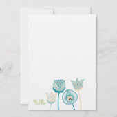 結婚のターコイズブルーアイボリーファンキー花 招待状 (裏面)