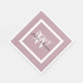 結婚のダスティピンクエレガントモノグラム+ネーム紙 スタンダードランチョンナプキン (角)