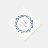 結婚のダスティブルーウォーターの色の名前と日付ナプキン スタンダードカクテルナプキン (角)