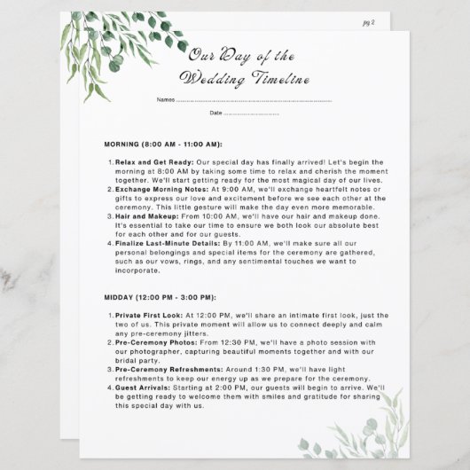 結婚のチェックリスト – ウェディングプランナー日 (正面/裏面)