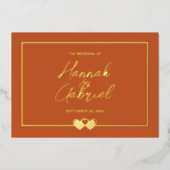 結婚のテラコッタとゴールドフォイル招待状 箔招待状 (正面)