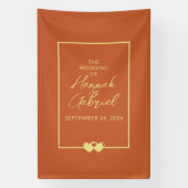 結婚のテラコッタと金ゴールド 横断幕 (縦)
