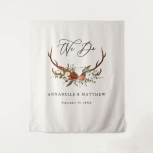 結婚のテラコッタ素朴なstagフローラパーティーデコ タペストリー