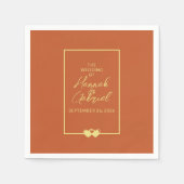 結婚のテラコッタ金ゴールド スタンダードカクテルナプキン (正面)