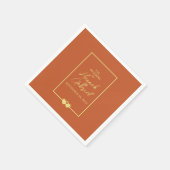 結婚のテラコッタ金ゴールド スタンダードカクテルナプキン (角)