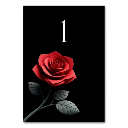 結婚のテーブル独身の番号の赤いバラ テーブルナンバー (正面)