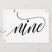 結婚のテーブル番号 – Luxeタイポグラフィ – 黒9 招待状 (正面/裏面)