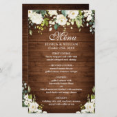 結婚のディナーメニューWood & White Rose 素朴 (正面/裏面)