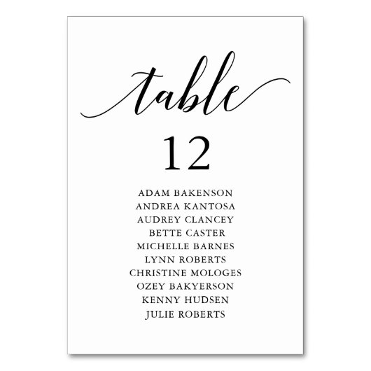 結婚のディナーモダン客席表 テーブルナンバー (裏面)