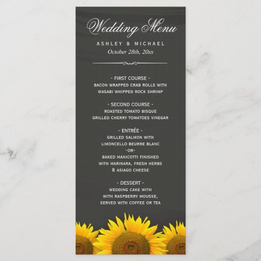 結婚のディナー素朴メニュー メニュー (正面)