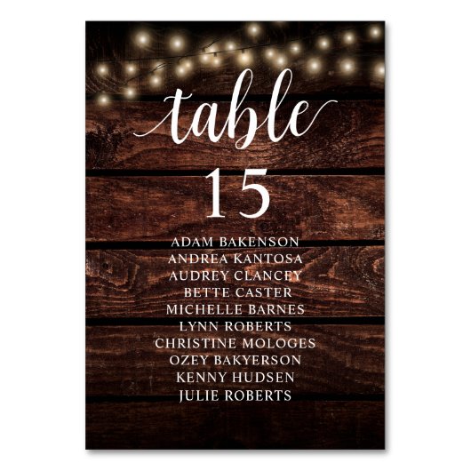 結婚のディナー素朴席 テーブルナンバー (正面)