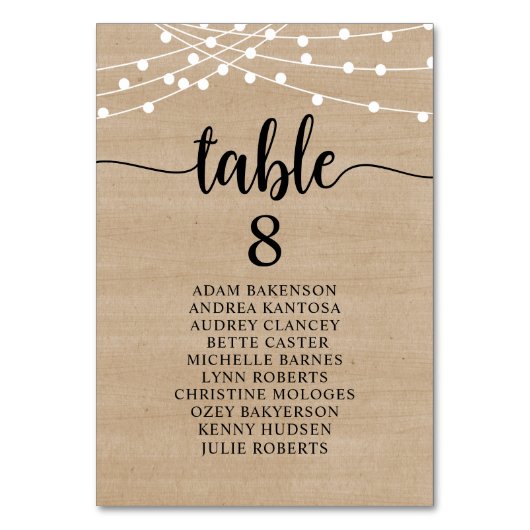 結婚のディナー素朴席 テーブルナンバー (正面)