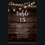 結婚のディナー素朴席 テーブルナンバー<br><div class="desc">のディナ結婚ーゲスト着席テーブルチャートカードモダン、スクリプ素朴ト、コテージストリングライト、ダークウッドの背景文字と削除/またはあなたの結婚式のパーティーのテーマで記入する。</div>