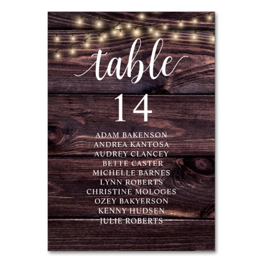 結婚のディナー素朴席 テーブルナンバー (正面)