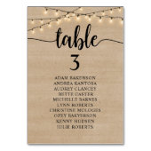 結婚のディナー素朴、クラフト、客席チャート テーブルナンバー (裏面)