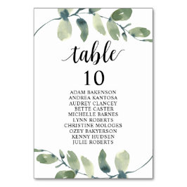 結婚のディナー、ユーカリプタスゲストシーティングチャートTa テーブルナンバー