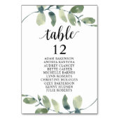 結婚のディナー、ユーカリ客席チャート テーブルナンバー (裏面)