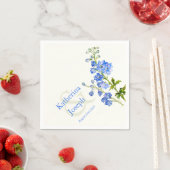 結婚のデルフィニウム青い水色紙ナプキン スタンダードカクテルナプキン (インサイチュ)