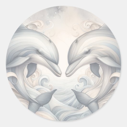 結婚のドルフィンテーマ ラウンドシール (正面)