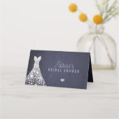 結婚のドレエレガントス海軍ブライダルシャワーシック プレイスカード (裏面)