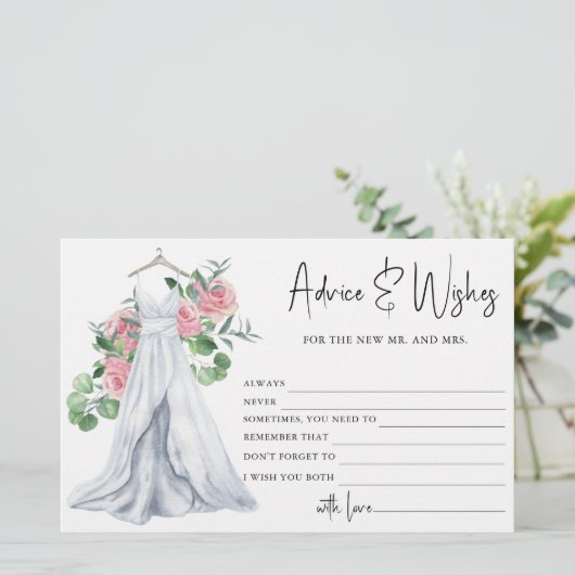 結婚のドレス – アドバイスとウィッシュブライダルシャワー 便箋 (スタンド正面)