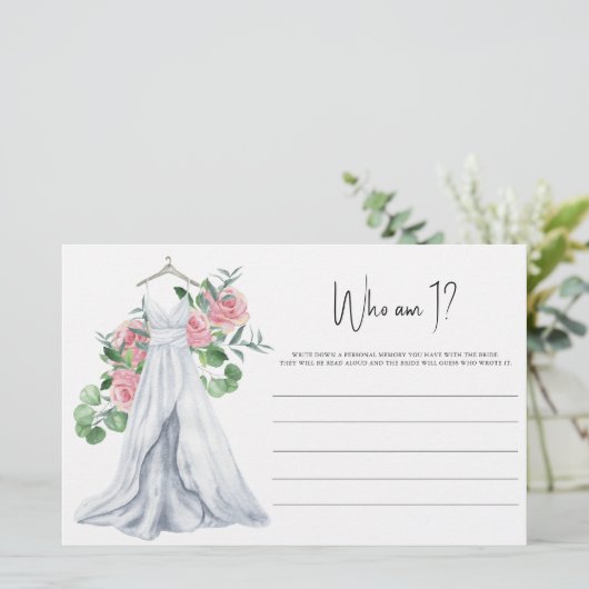 結婚のドレス – 私は誰ブライダルシャワーゲーム 便箋 (スタンド正面)